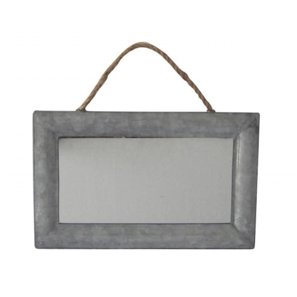 H2H Rattan Rectangular Mirror with Galvanized Metal Frame and Hanging Rope - Silver H22546634 - main